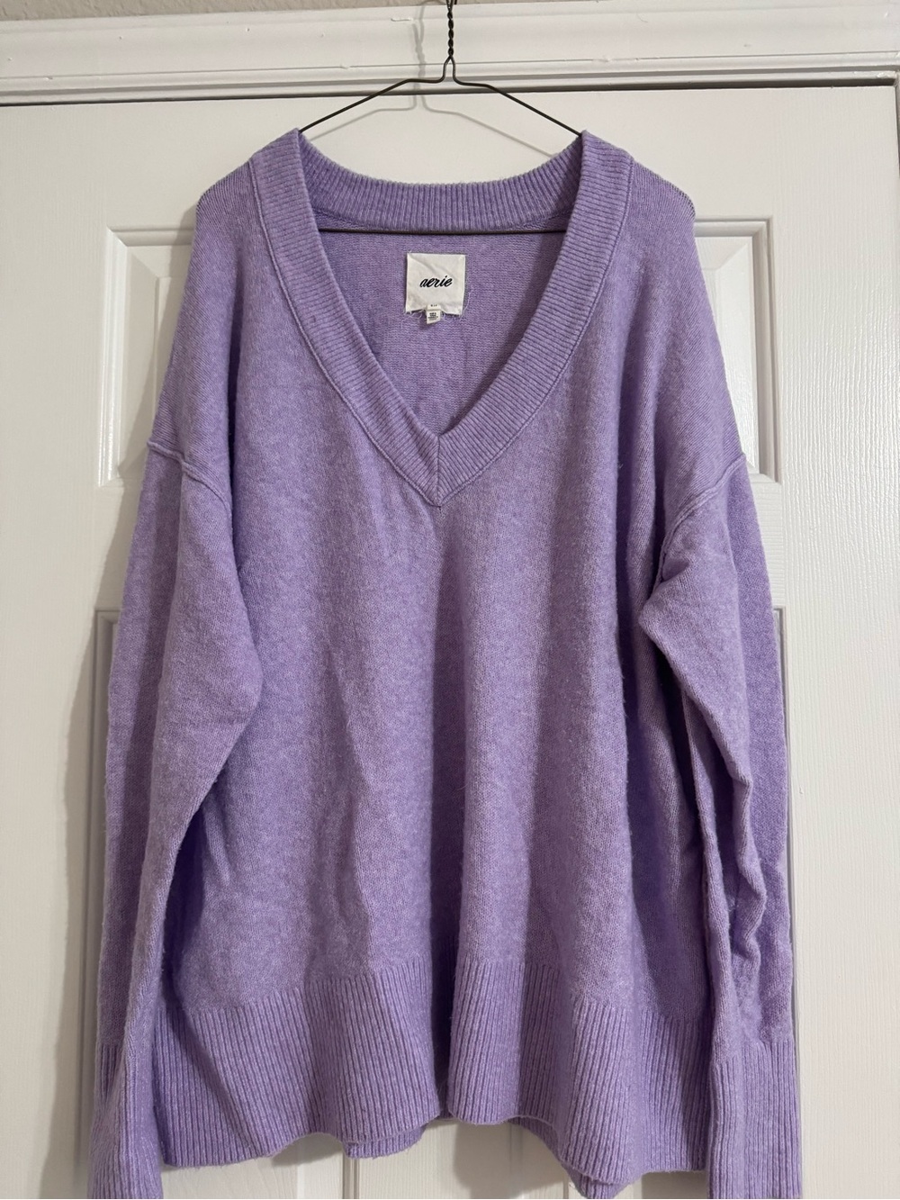 aerie Lilac V-Neck Oversized Knit Sweater